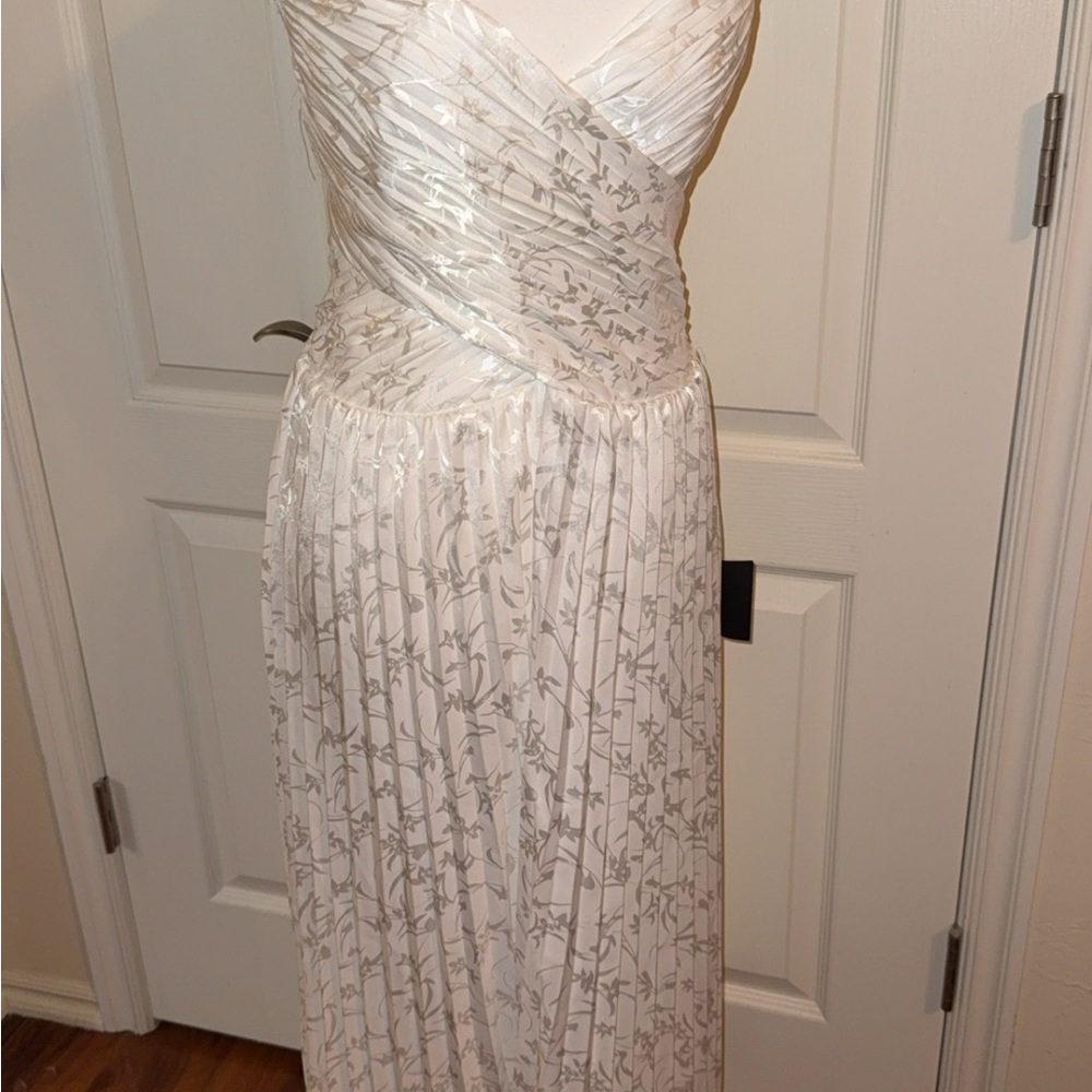 Lulu's White and Silver Floral Maxi Dress